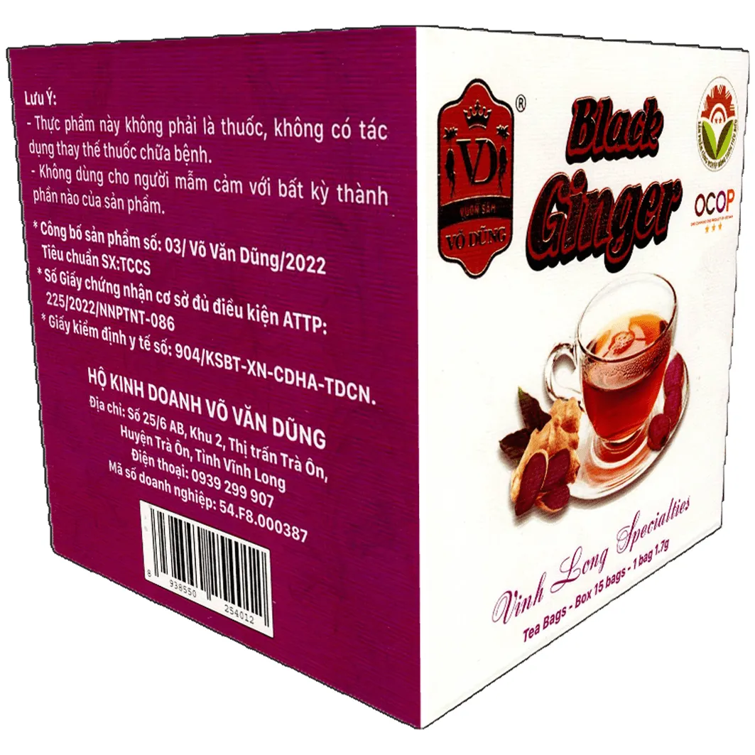 Trà gừng đen (ngải tím) Võ Dũng (1,7g x 15 túi)